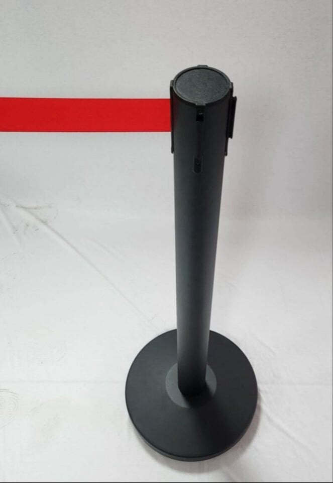 Siyah / Black Şerit Bariyer 3mt Şeritli, Şerit Rengi Siyah, Paraşüt Kumaşı, Paslanmaz Çelik