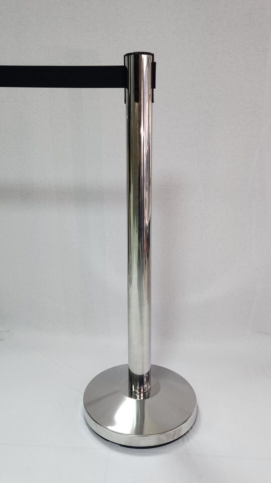 Gümüş / Silver Şerit Bariyer 3mt Şeritli, Şerit Rengi Siyah, Paraşüt Kumaşı, Paslanmaz Çelik